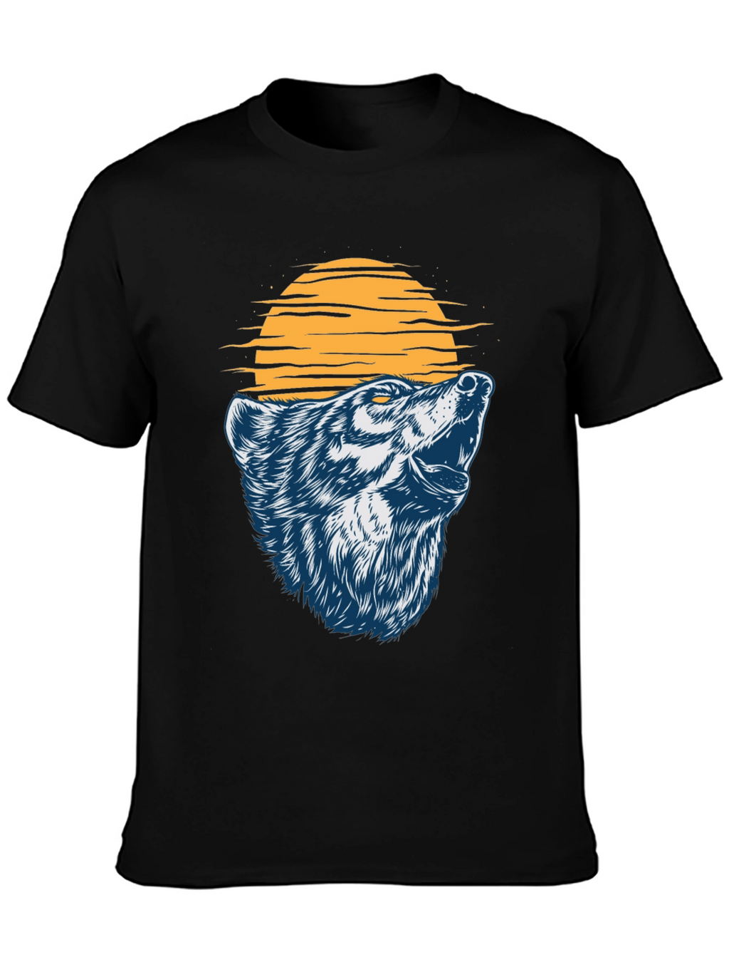 Wolf Howling at the Moon Graphic T-Shirt - Black