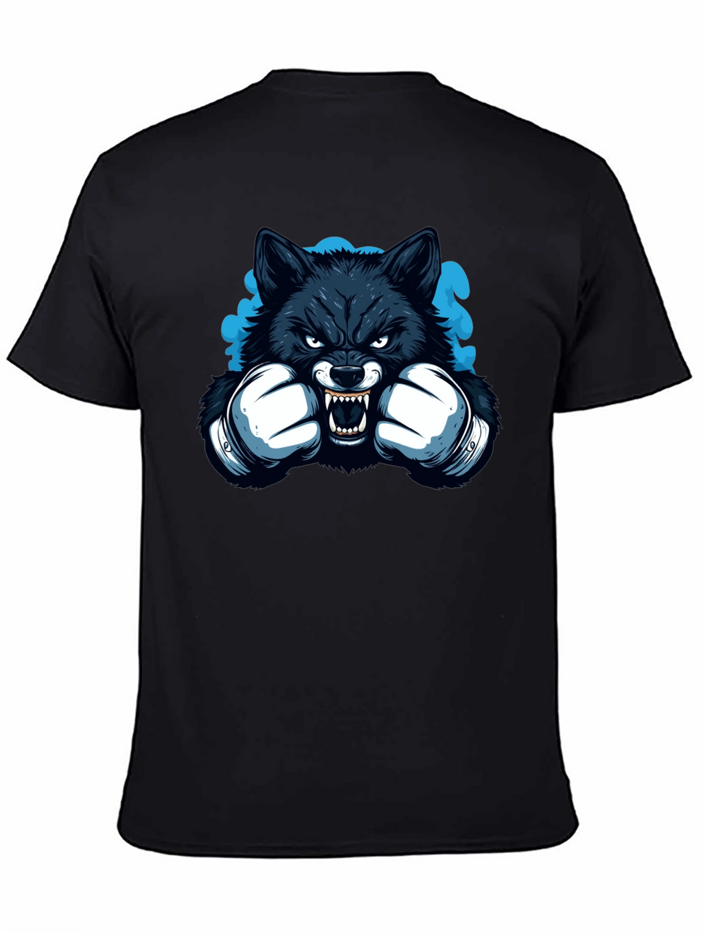 Wolf Boxer Graphic Tee - Black Cotton T-Shirt