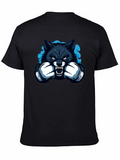 Wolf Boxer Graphic Tee - Black Cotton T-Shirt