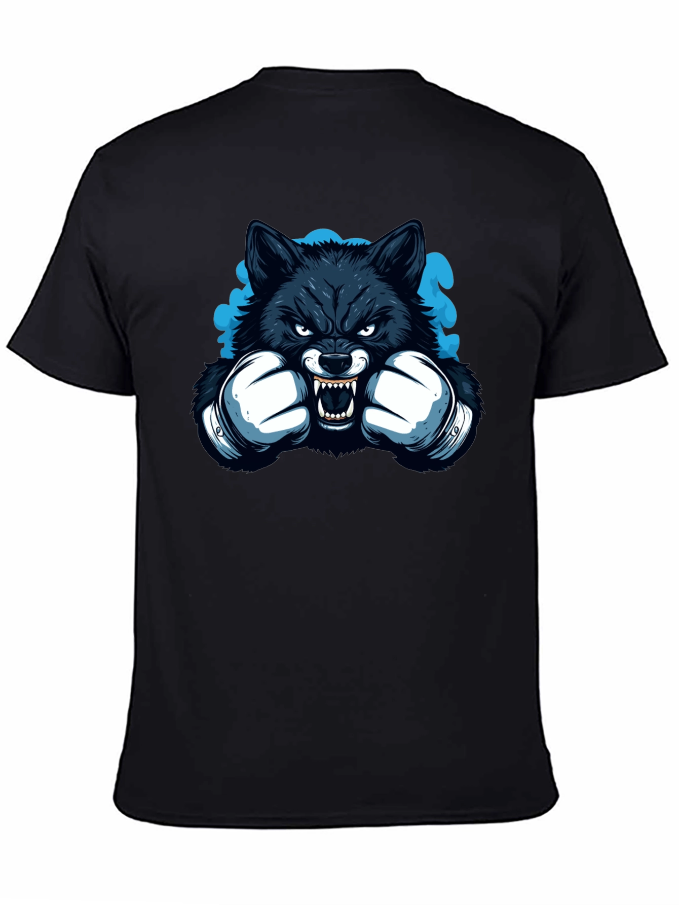 Wolf Boxer Graphic Tee - Black Cotton T-Shirt