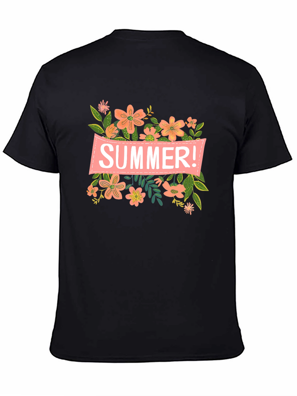 Summer Floral Graphic T-Shirt - Black
