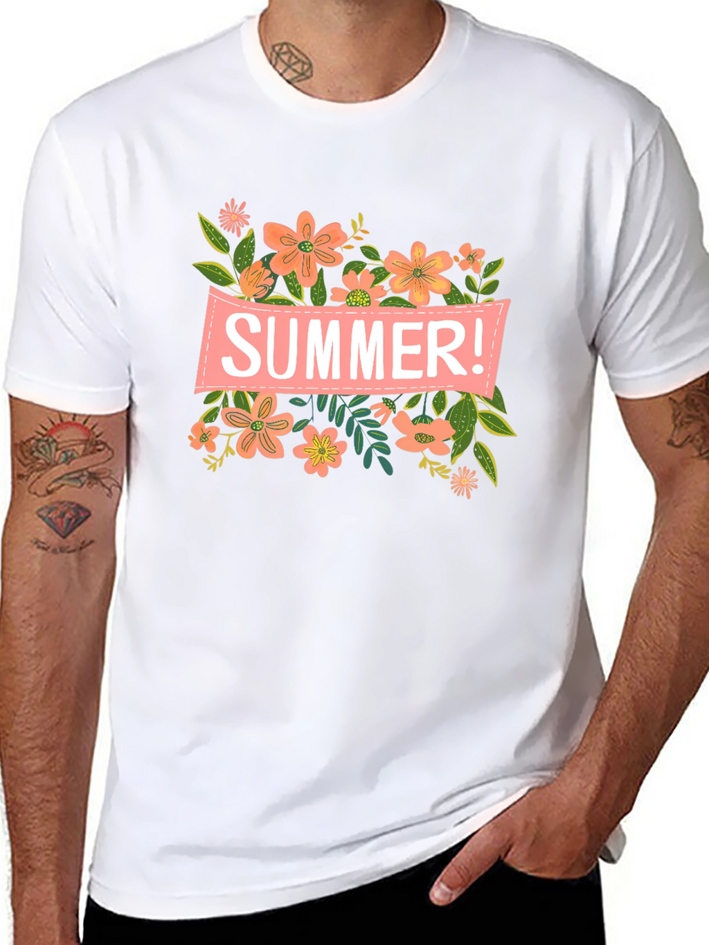 Summer Floral Graphic T-Shirt - Black