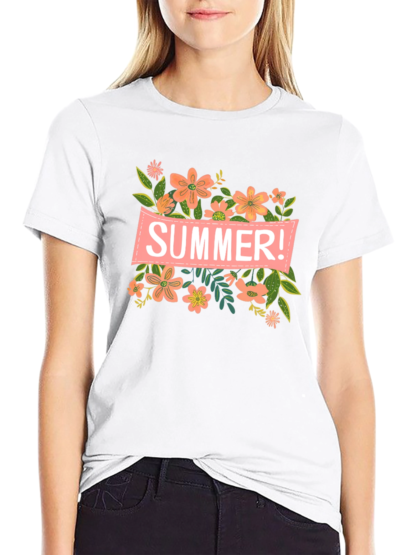 Summer Floral Graphic T-Shirt - Black