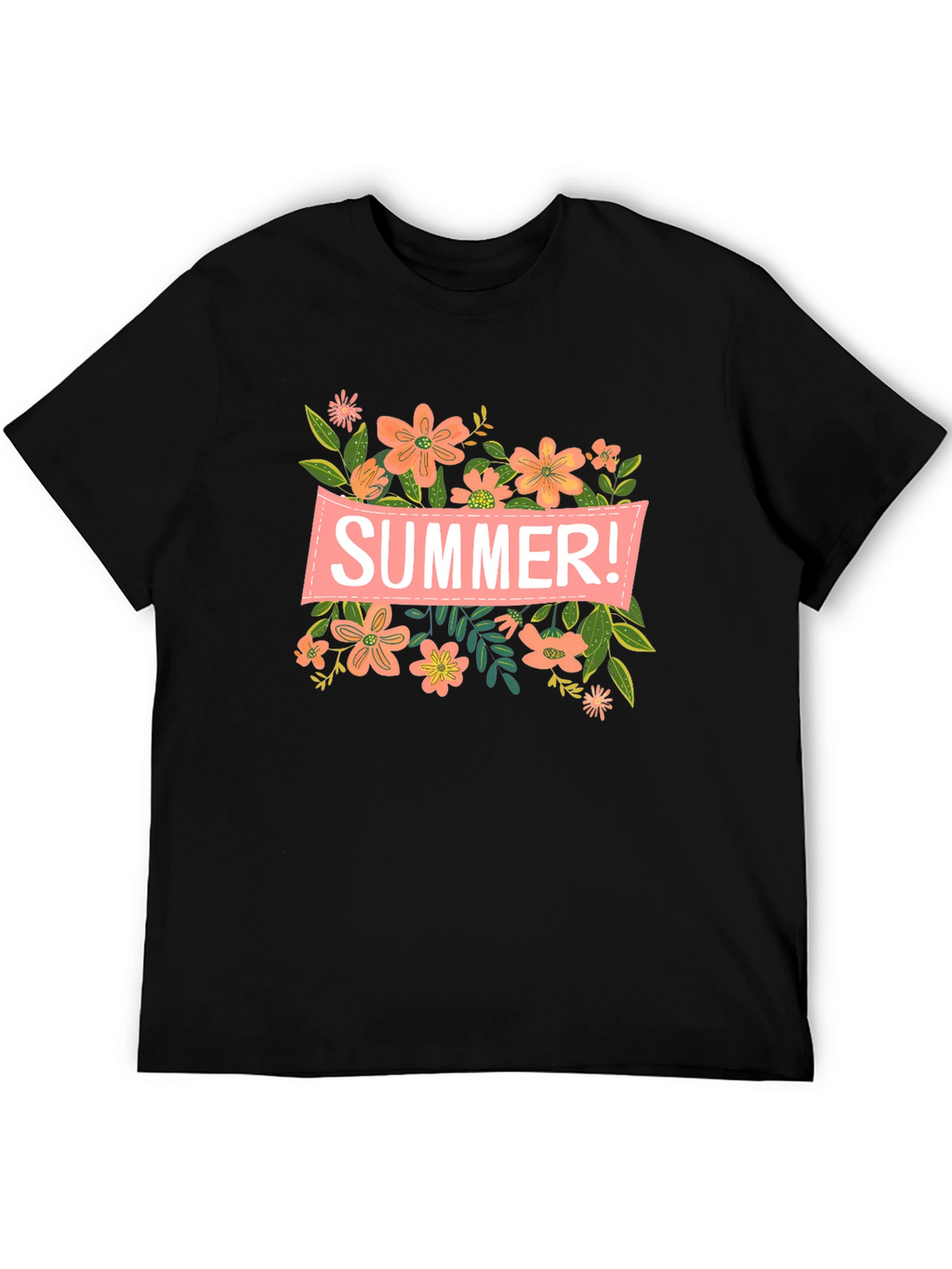 Summer Floral Graphic T-Shirt - Black