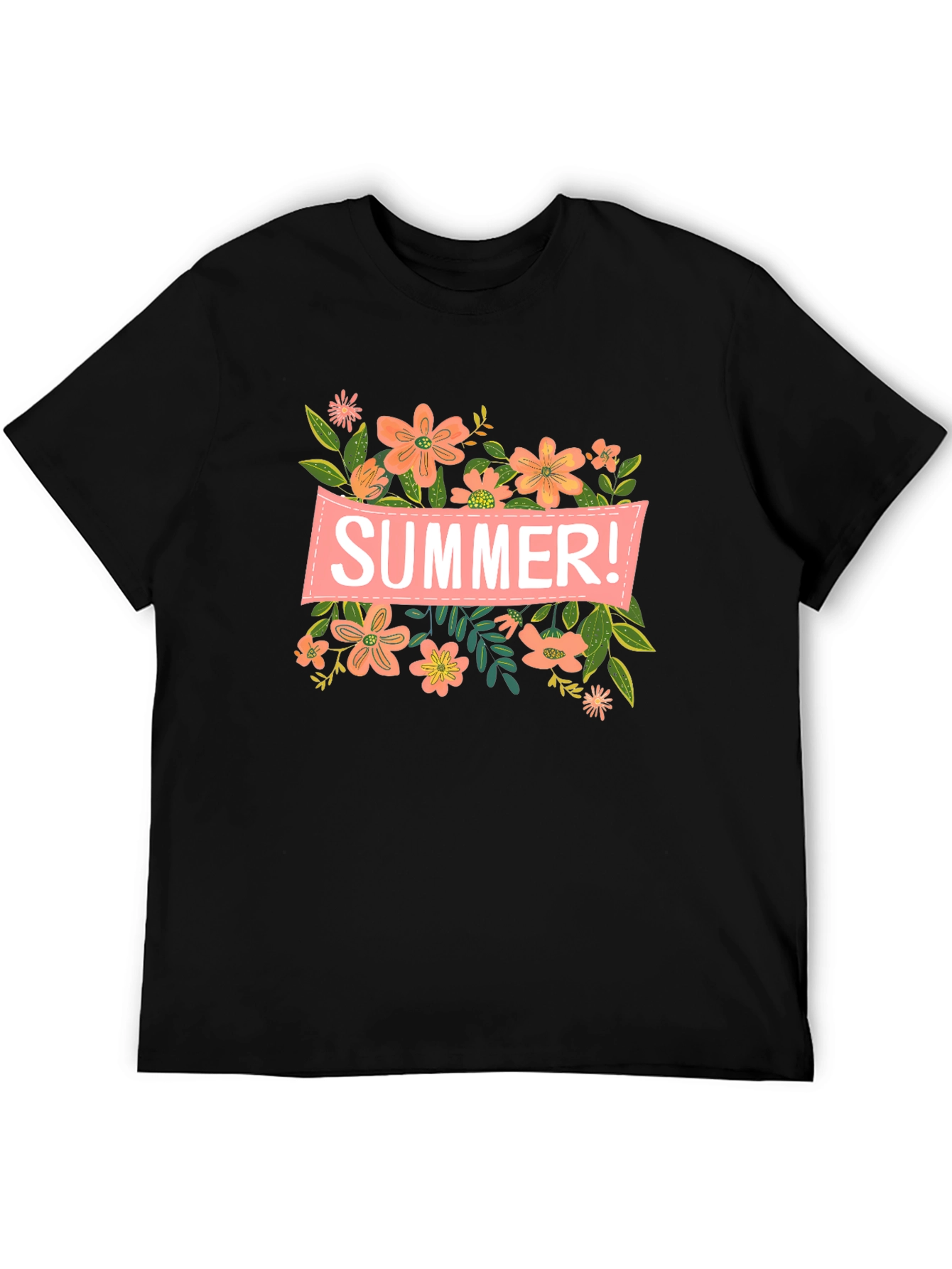 Summer Floral Graphic T-Shirt - Black