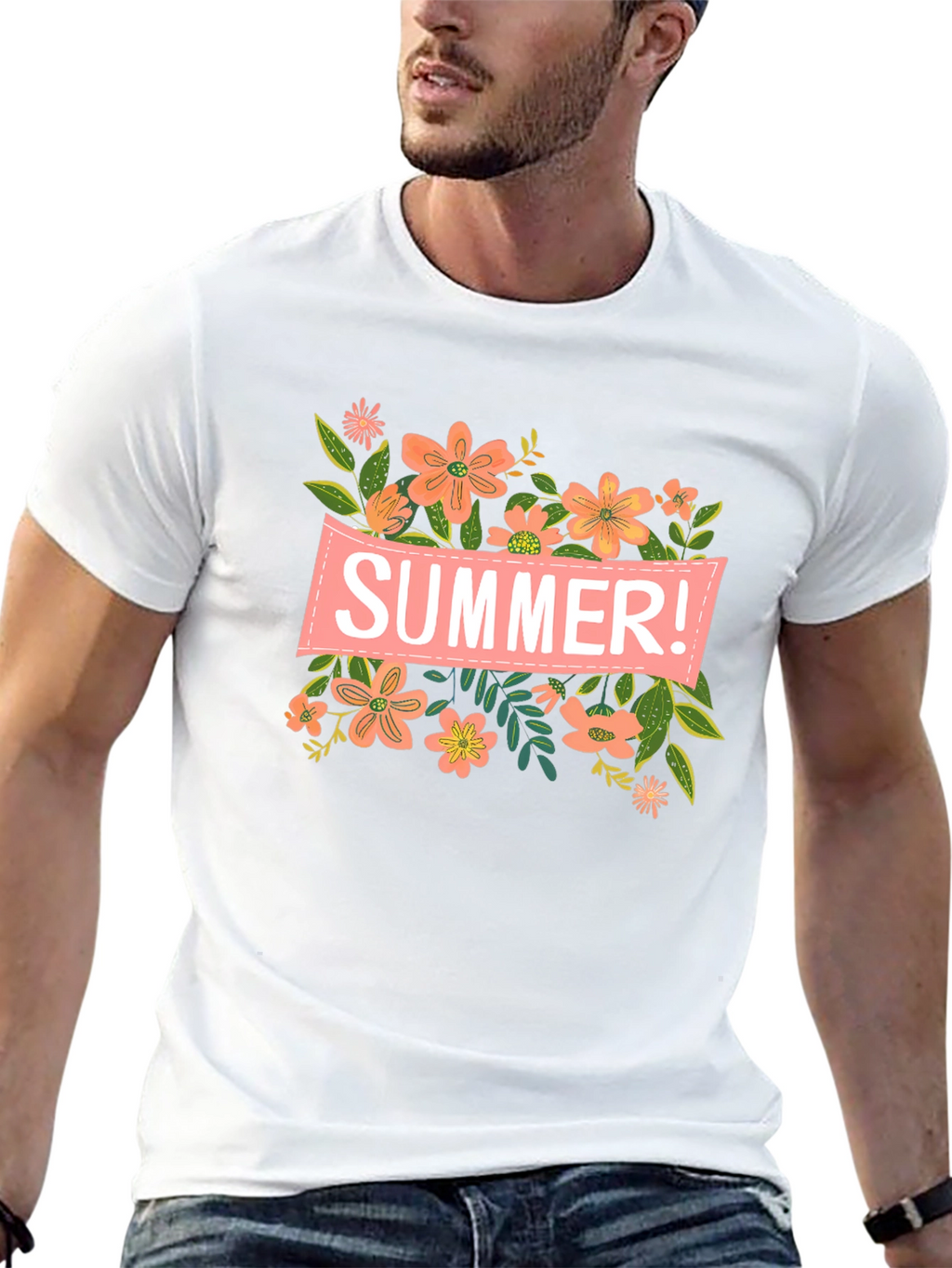 Summer Floral Graphic T-Shirt - Black