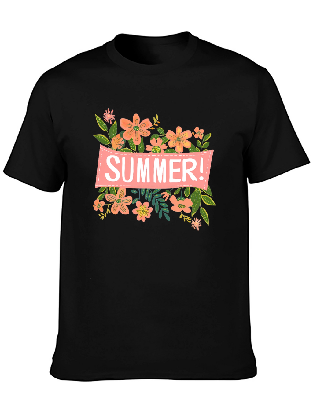 Summer Floral Graphic T-Shirt - Black