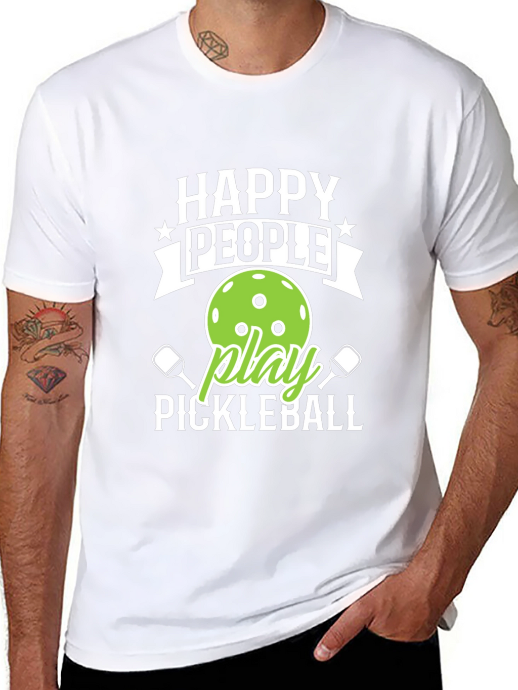 Happy People Play Pickleball Graphic Tee