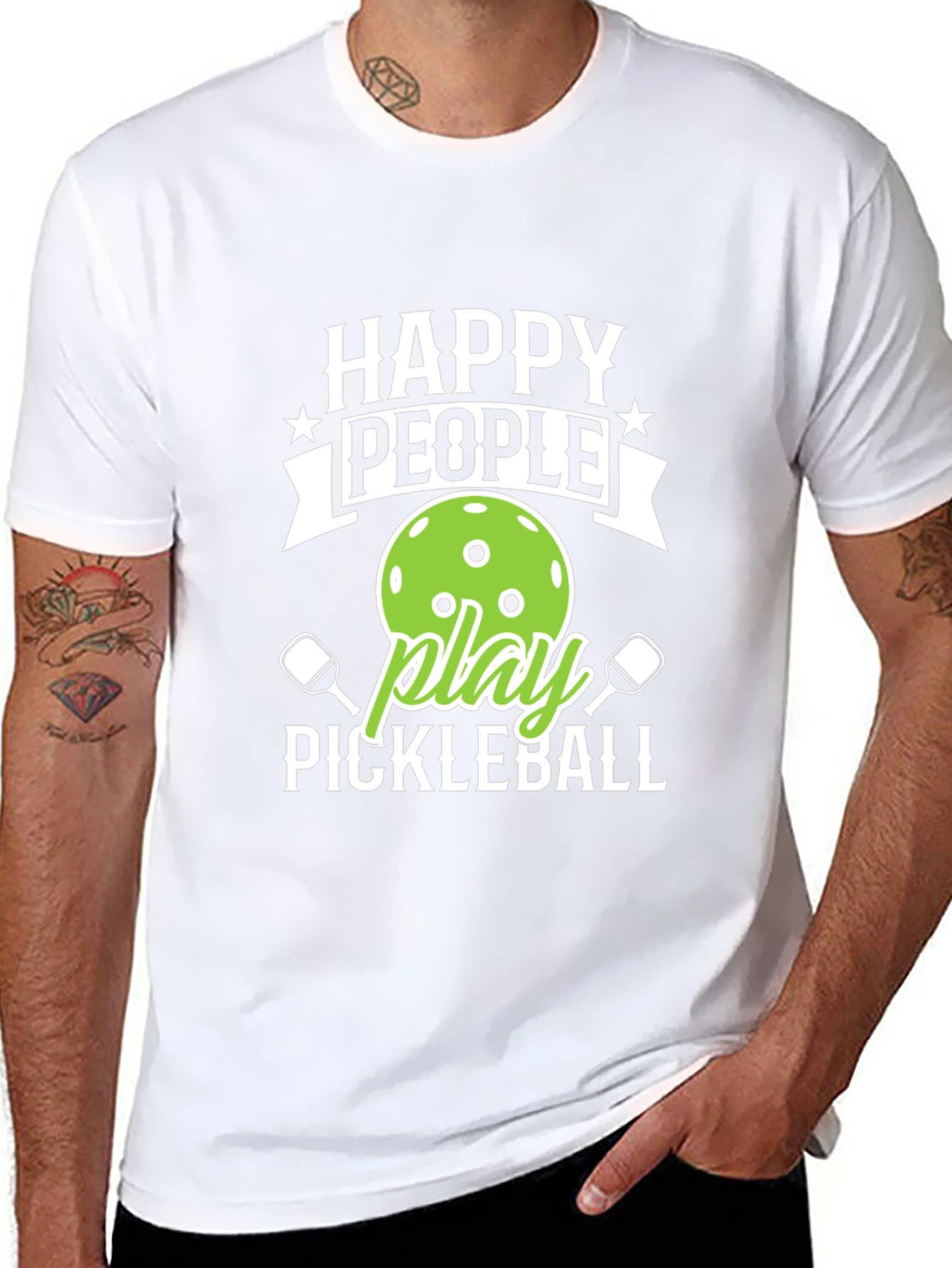 Happy People Play Pickleball Graphic Tee