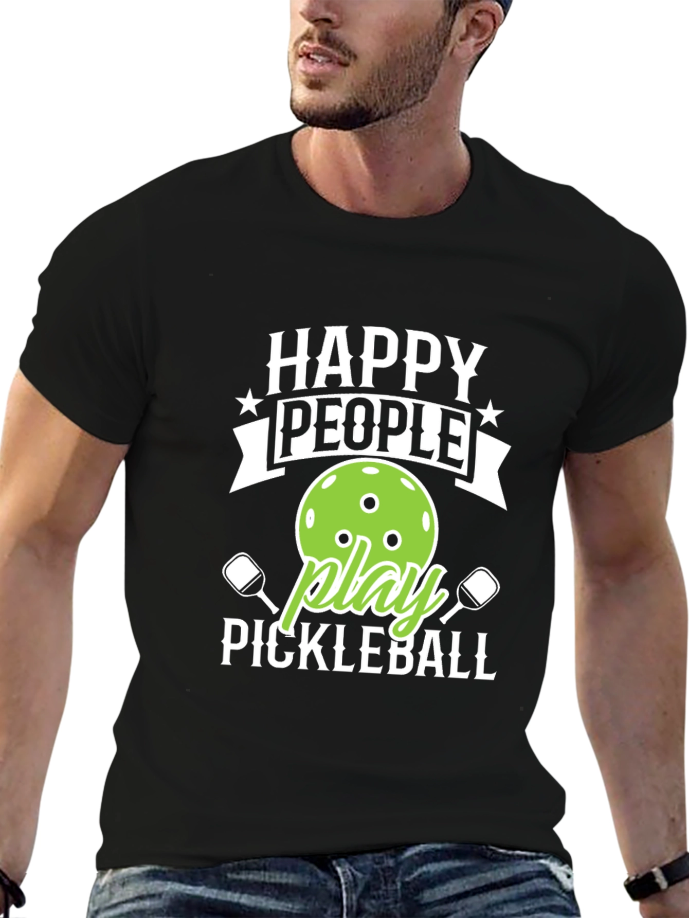 Happy People Play Pickleball Graphic Tee