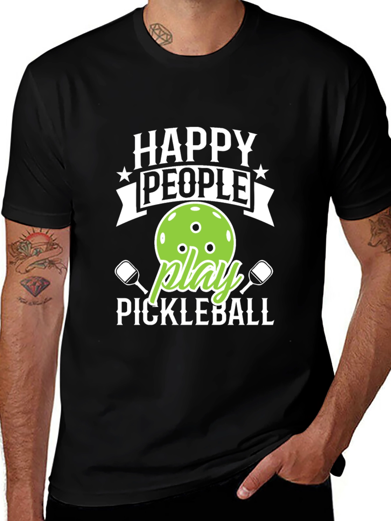 Happy People Play Pickleball Graphic Tee