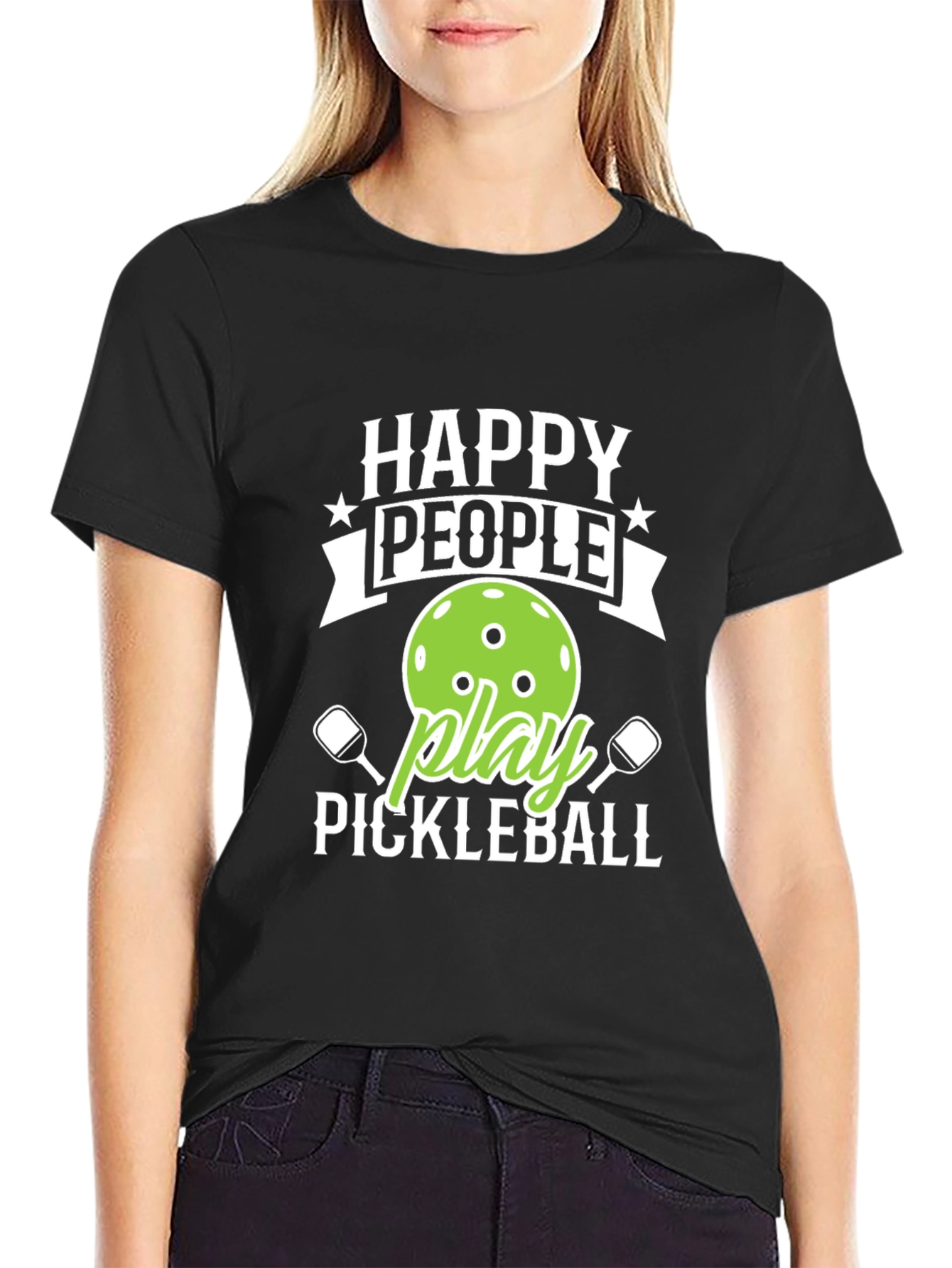 Happy People Play Pickleball Graphic Tee