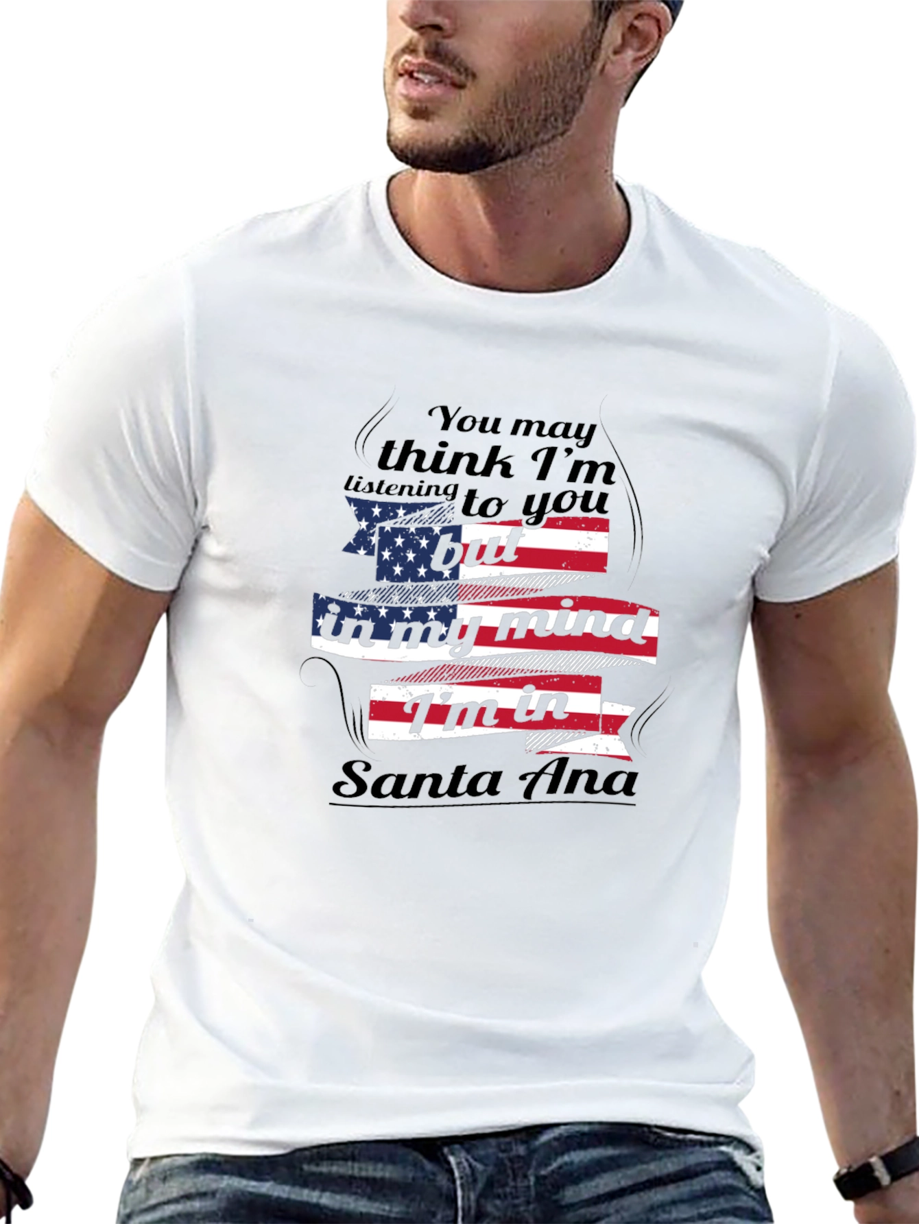 Santa Ana Mind T-Shirt - Patriotic USA Flag Design
