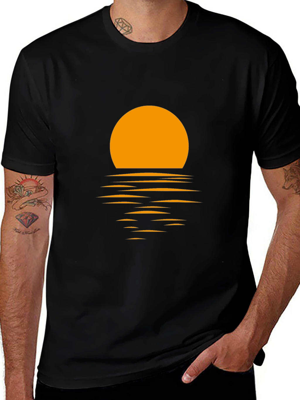 Sunset Graphic Tee - Black Cotton Blend