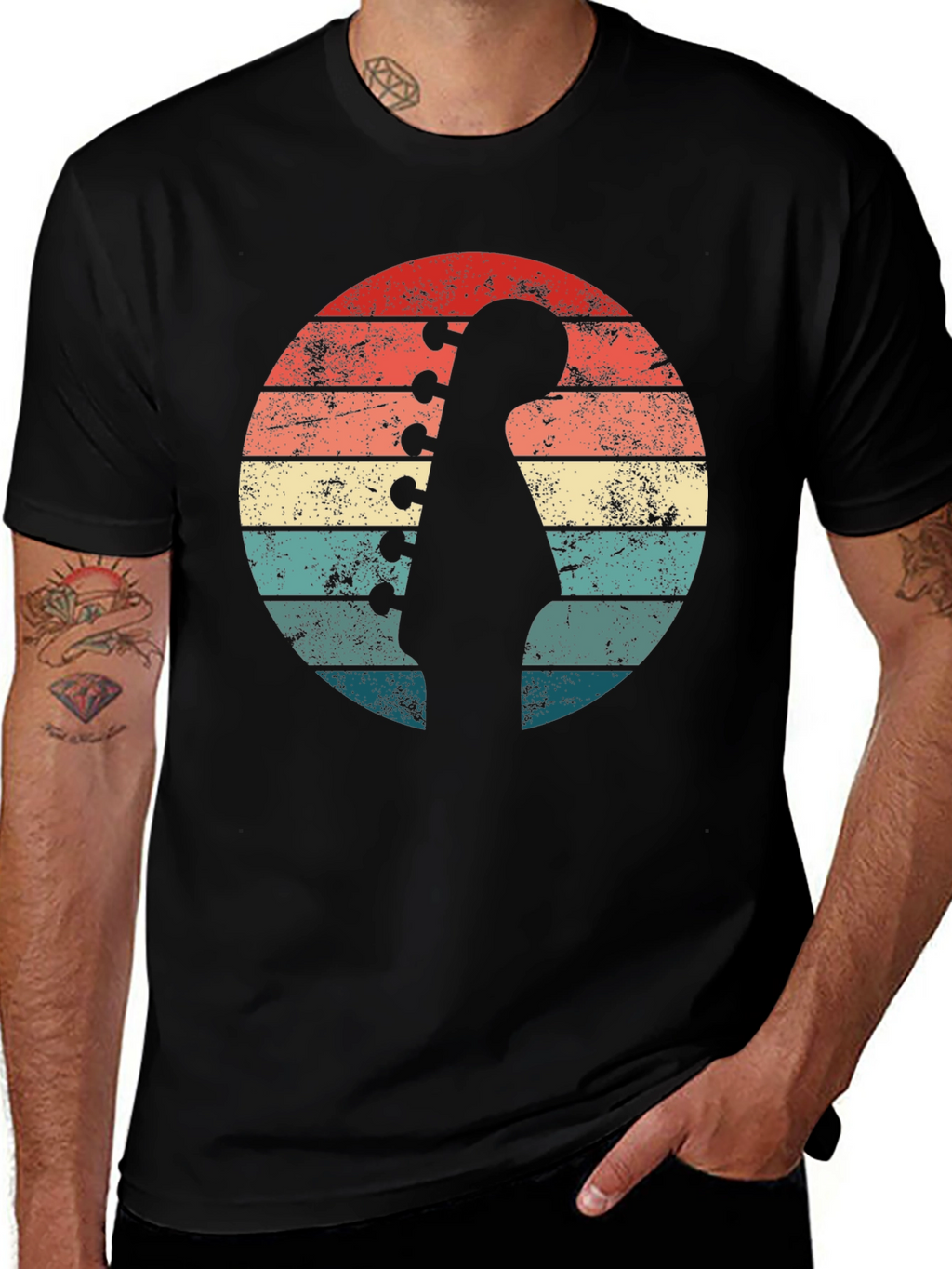 Retro Guitar Sunset T-Shirt - Musician Style