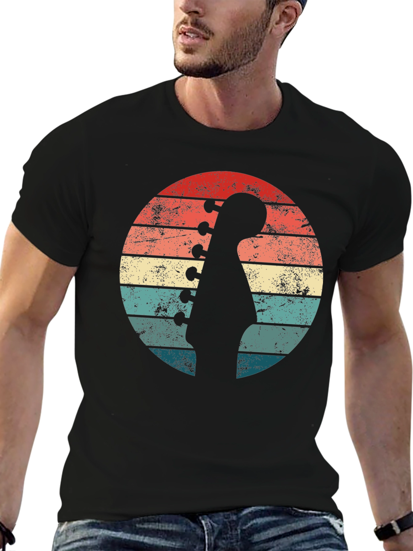 Retro Guitar Sunset T-Shirt - Musician Style