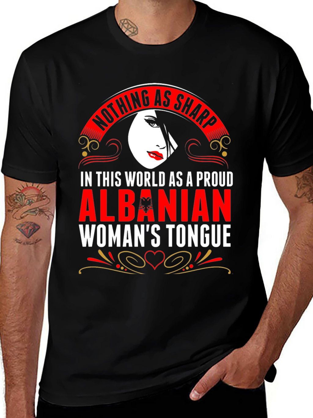 Proud Albanian Womans Tongue Graphic T-Shirt