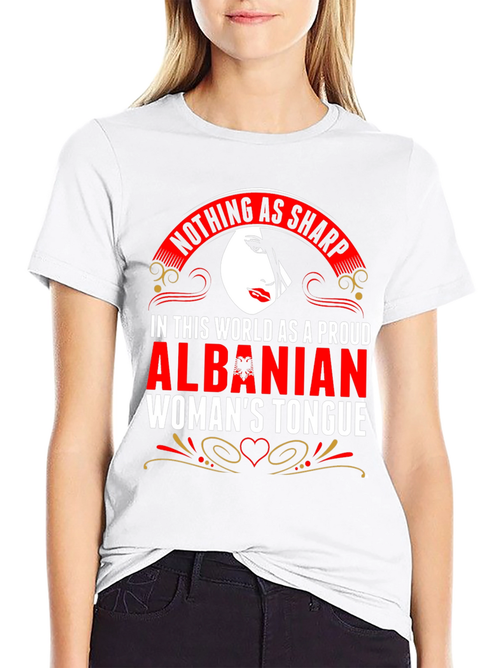 Proud Albanian Womans Tongue Graphic T-Shirt