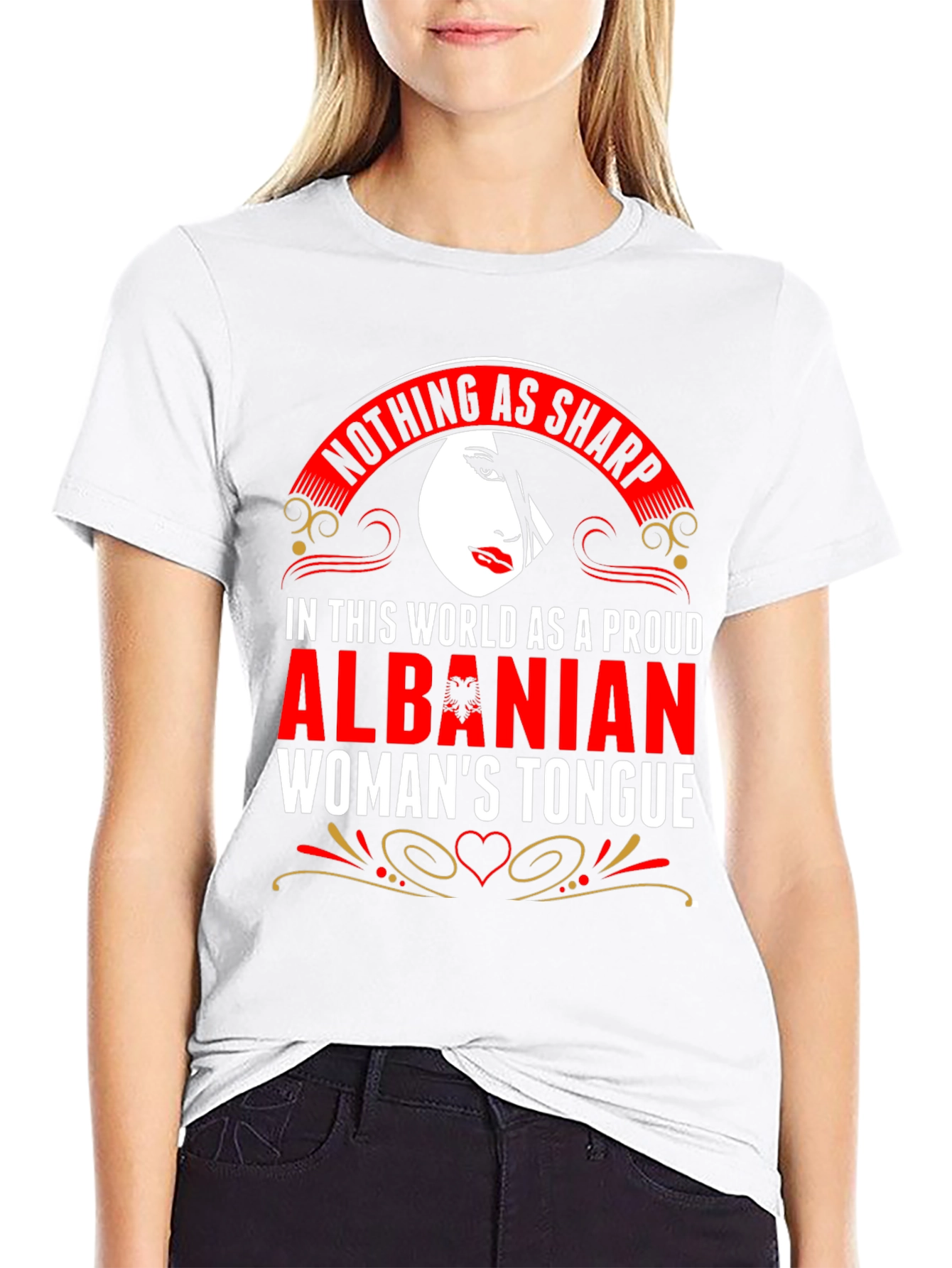 Proud Albanian Womans Tongue Graphic T-Shirt