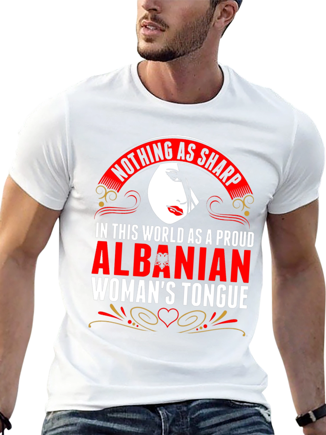 Proud Albanian Womans Tongue Graphic T-Shirt