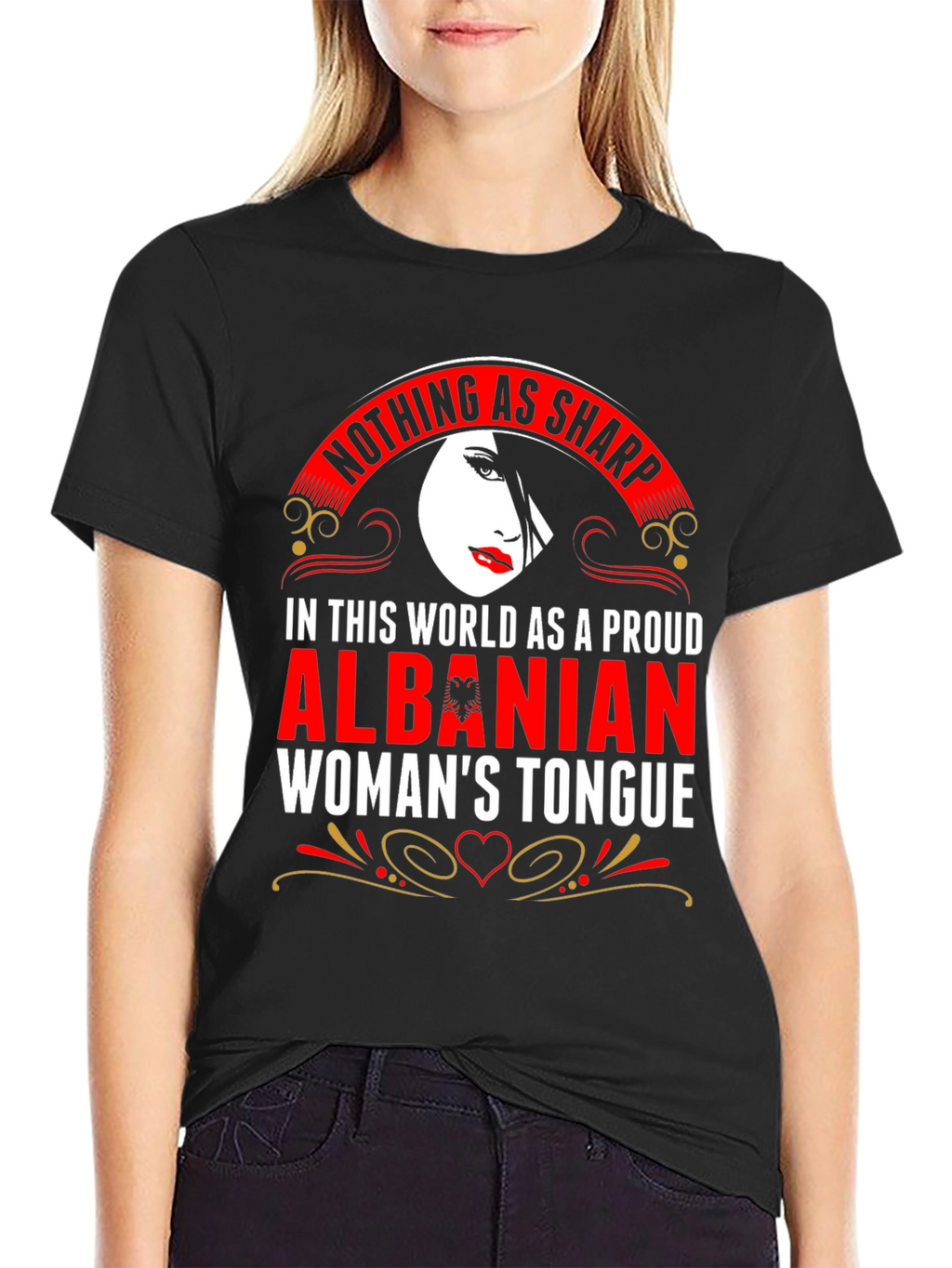 Proud Albanian Womans Tongue Graphic T-Shirt