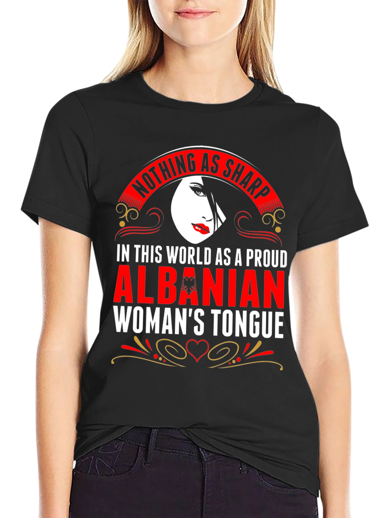 Proud Albanian Womans Tongue Graphic T-Shirt