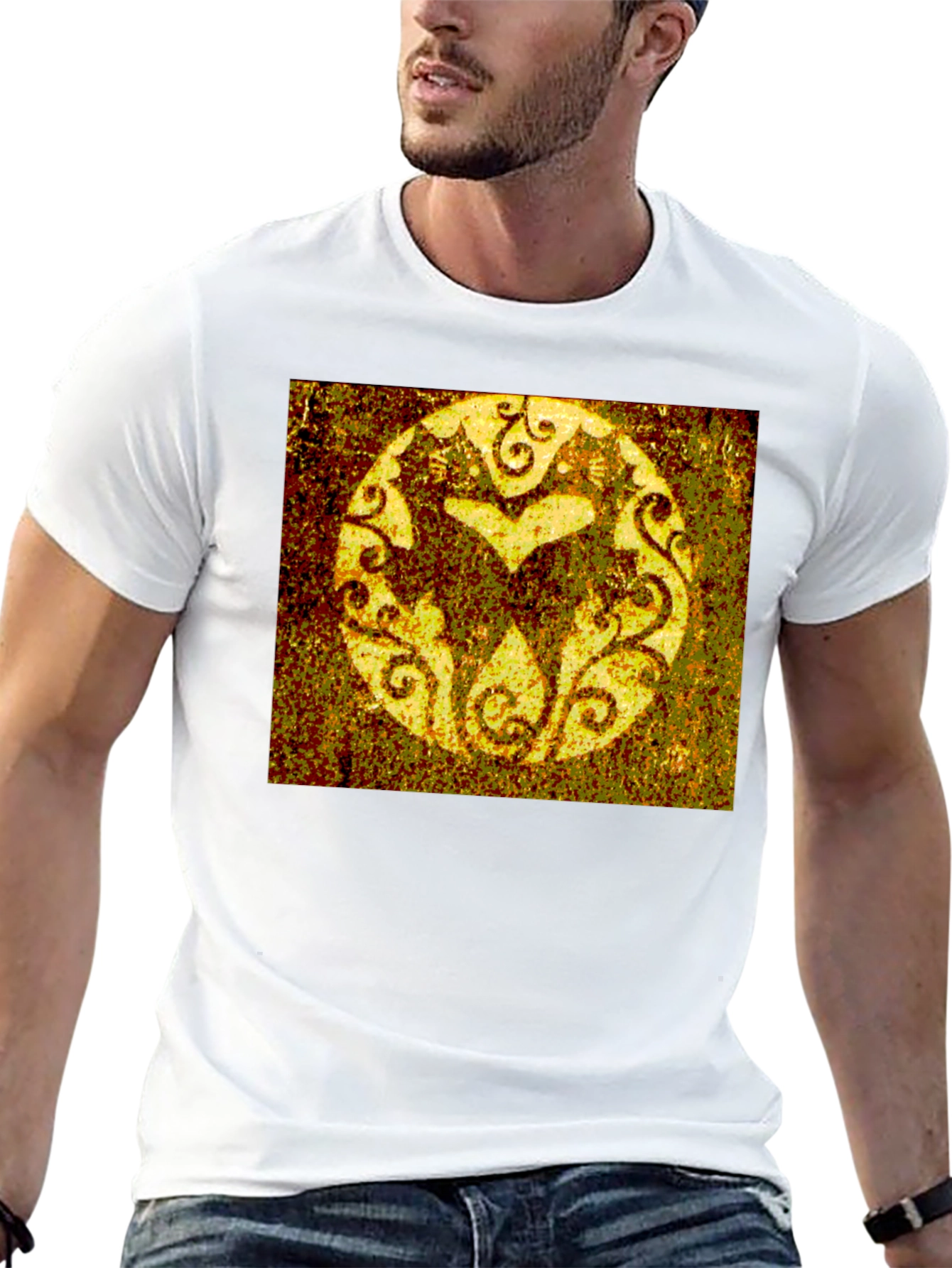 Distressed Floral Symbol Black Tee
