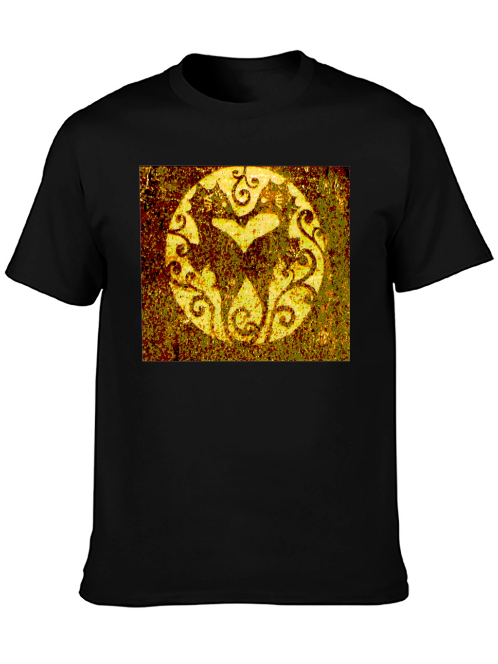 Distressed Floral Symbol Black Tee