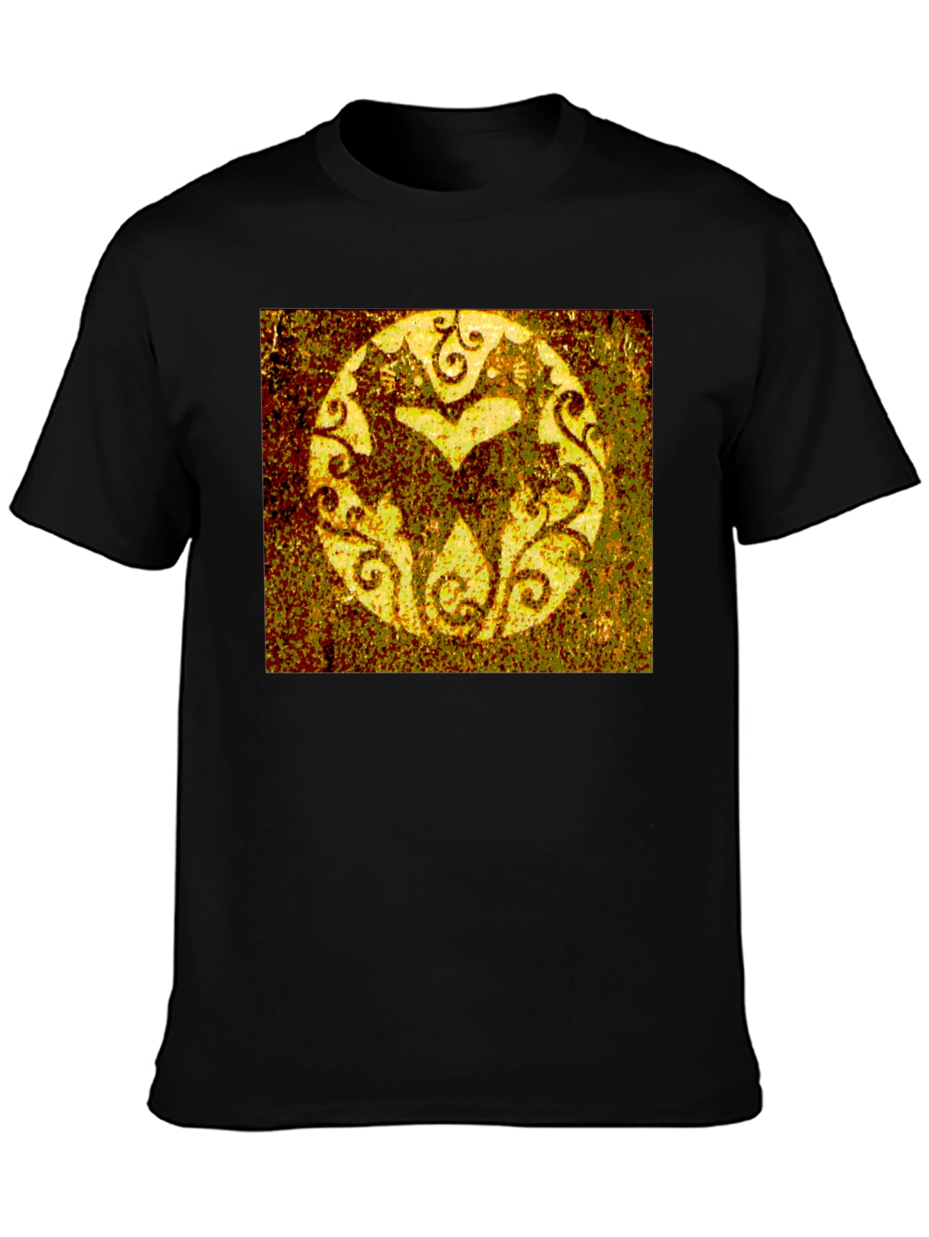 Distressed Floral Symbol Black Tee