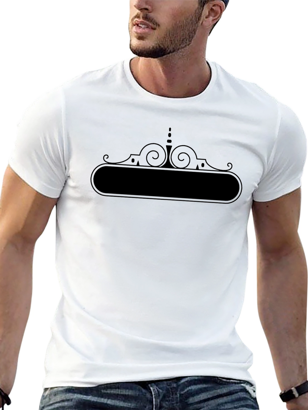 Mens Black Graphic Tee - Customizable Text Area