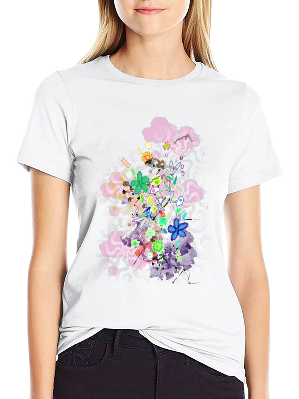 Floral Cloud T-Shirt - Black