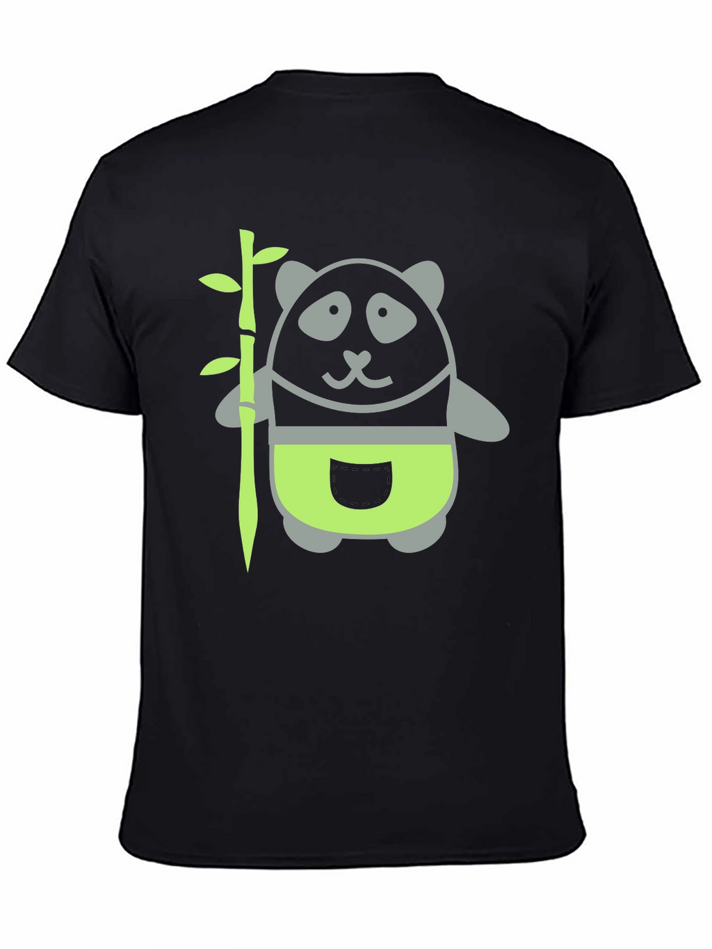 Panda and Bamboo Graphic Tee - Black Cotton T-Shirt