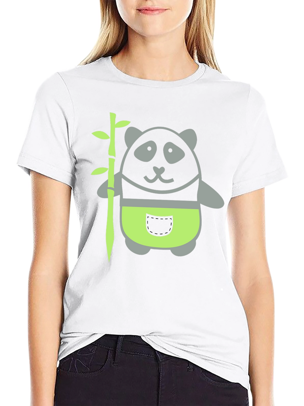 Panda and Bamboo Graphic Tee - Black Cotton T-Shirt