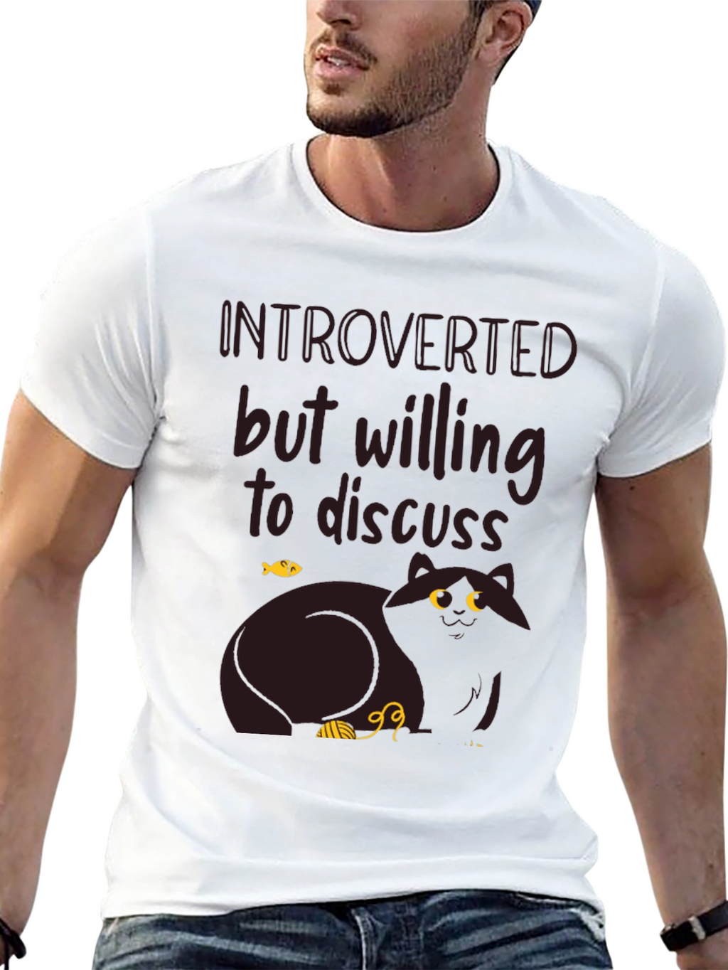 Introverted Cat Graphic T-Shirt