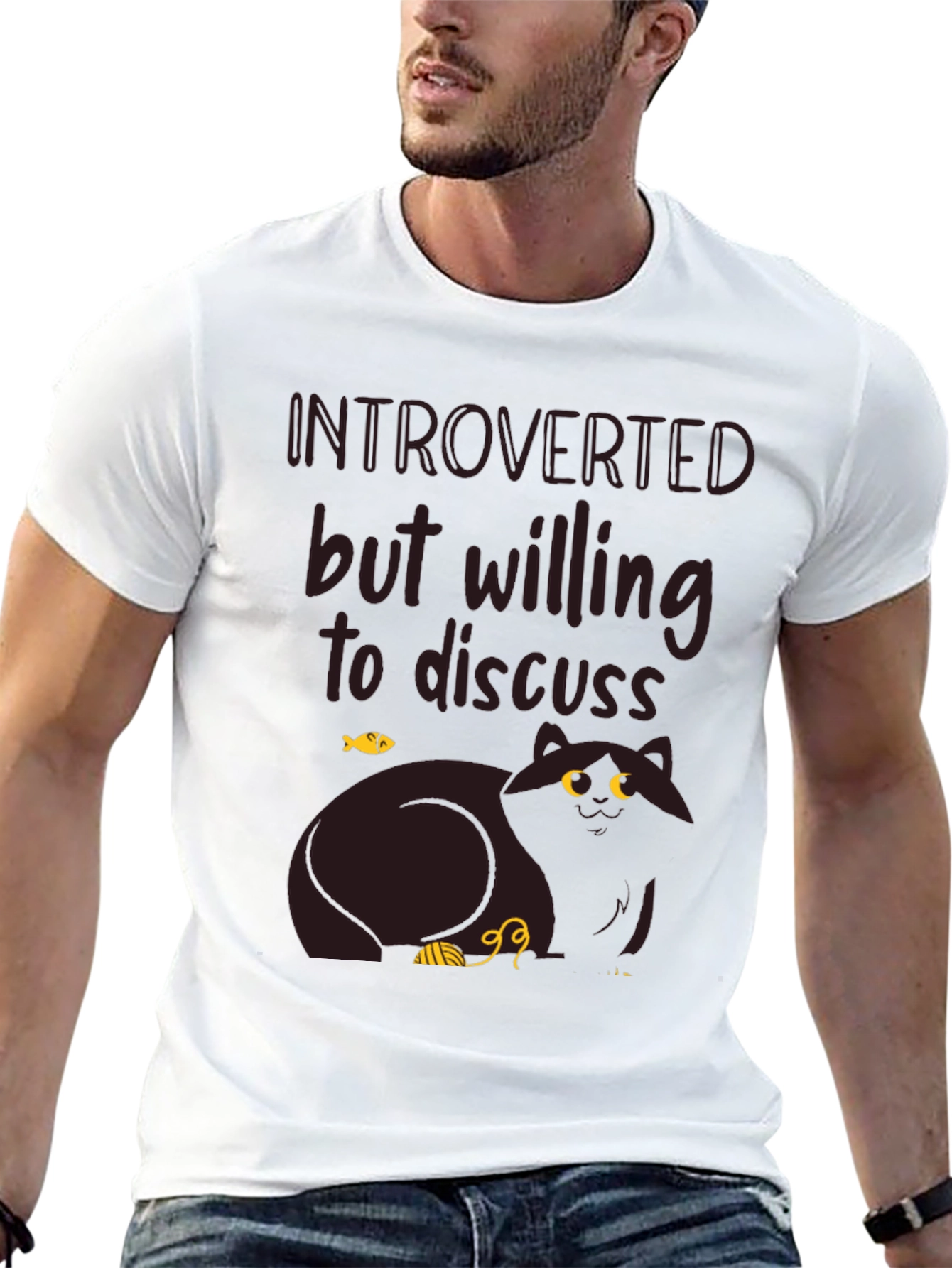 Introverted Cat Graphic T-Shirt