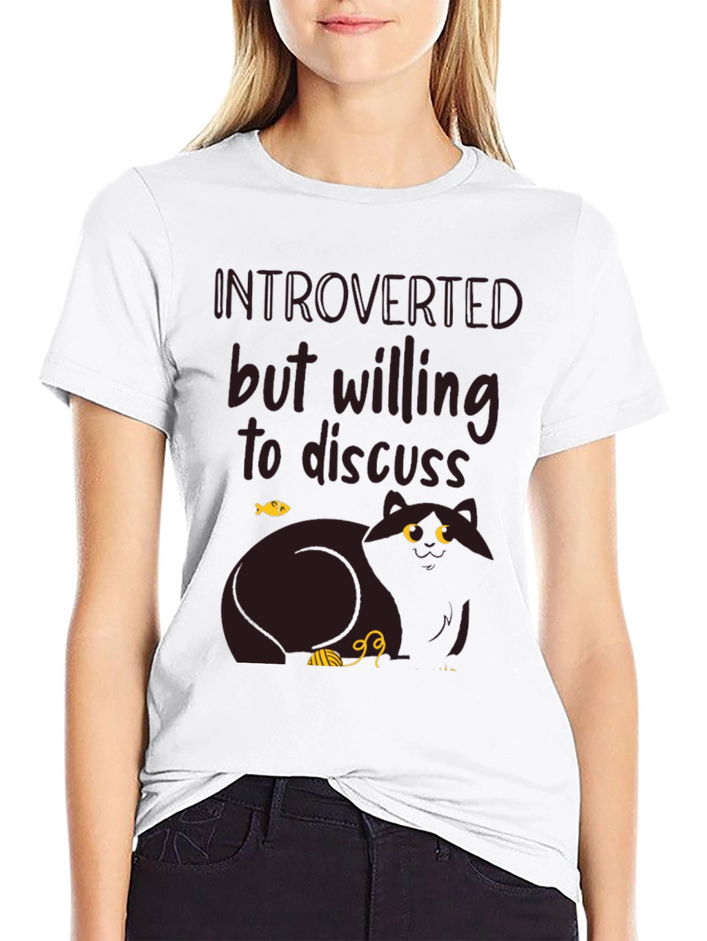 Introverted Cat Graphic T-Shirt