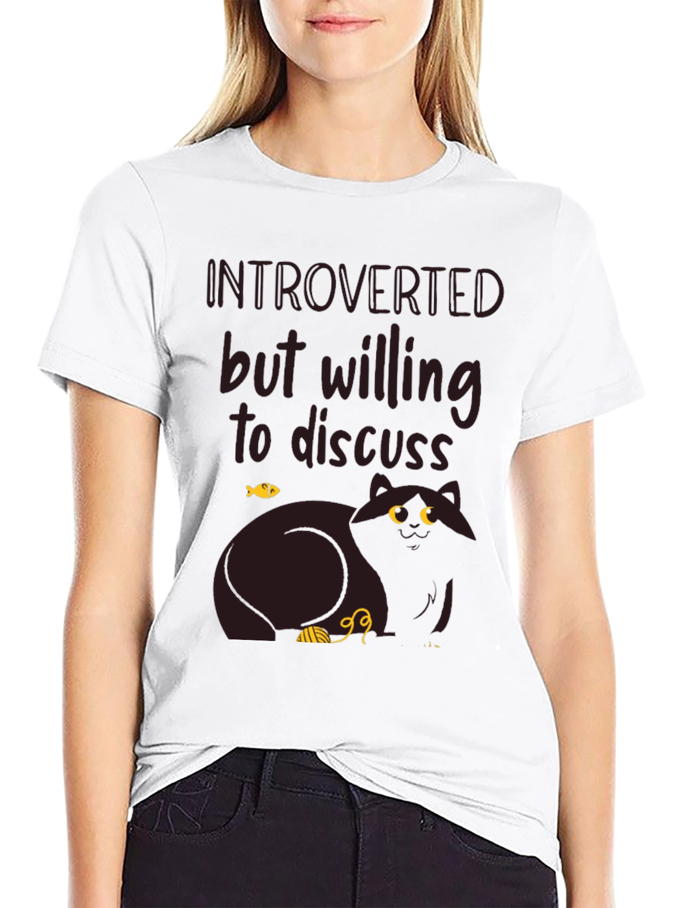 Introverted Cat Graphic T-Shirt