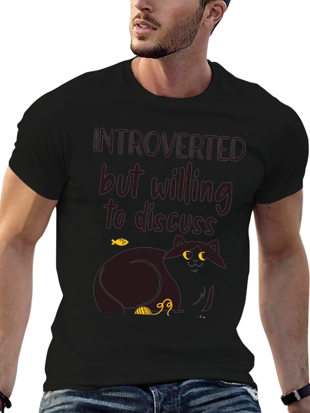 Introverted Cat Graphic T-Shirt