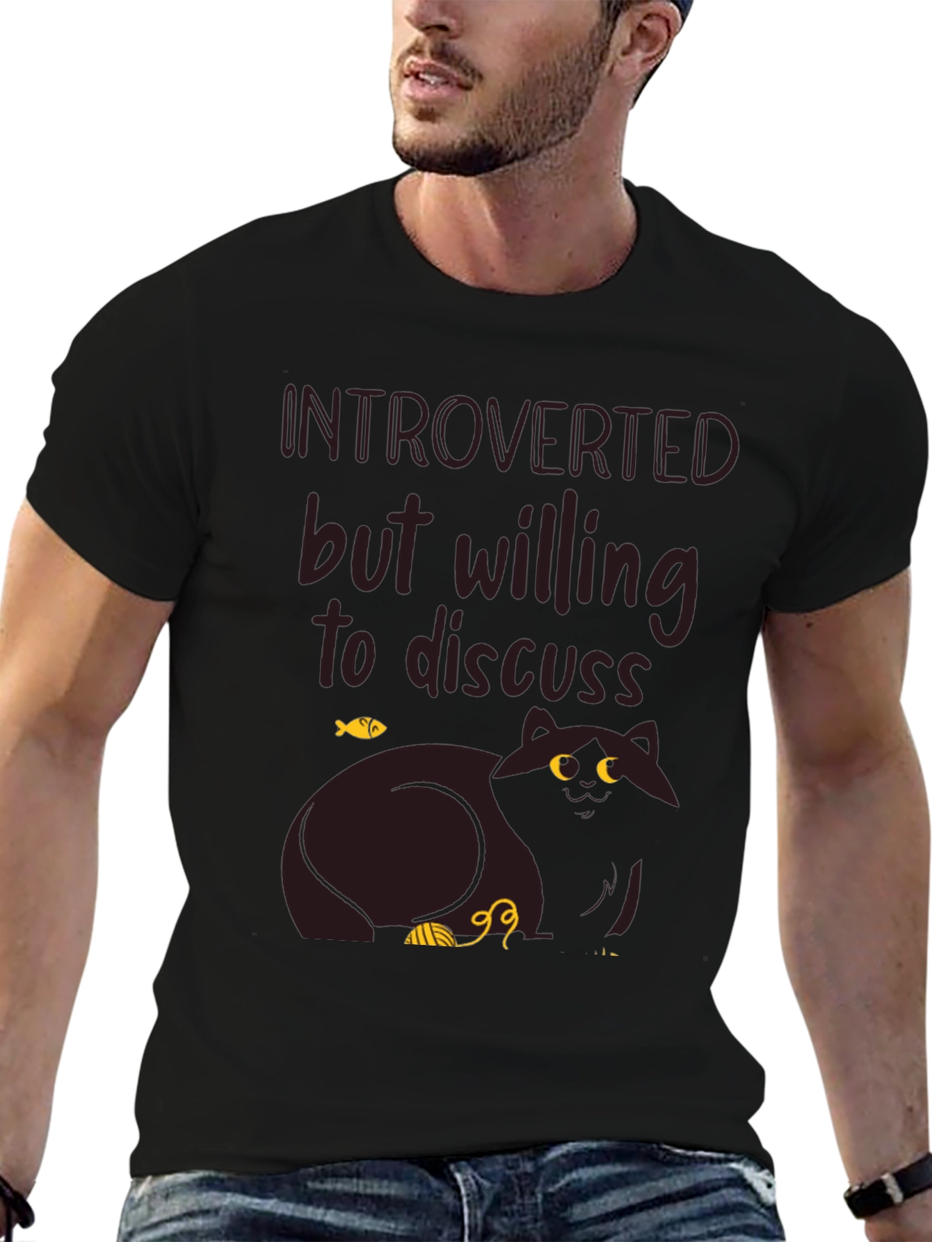 Introverted Cat Graphic T-Shirt