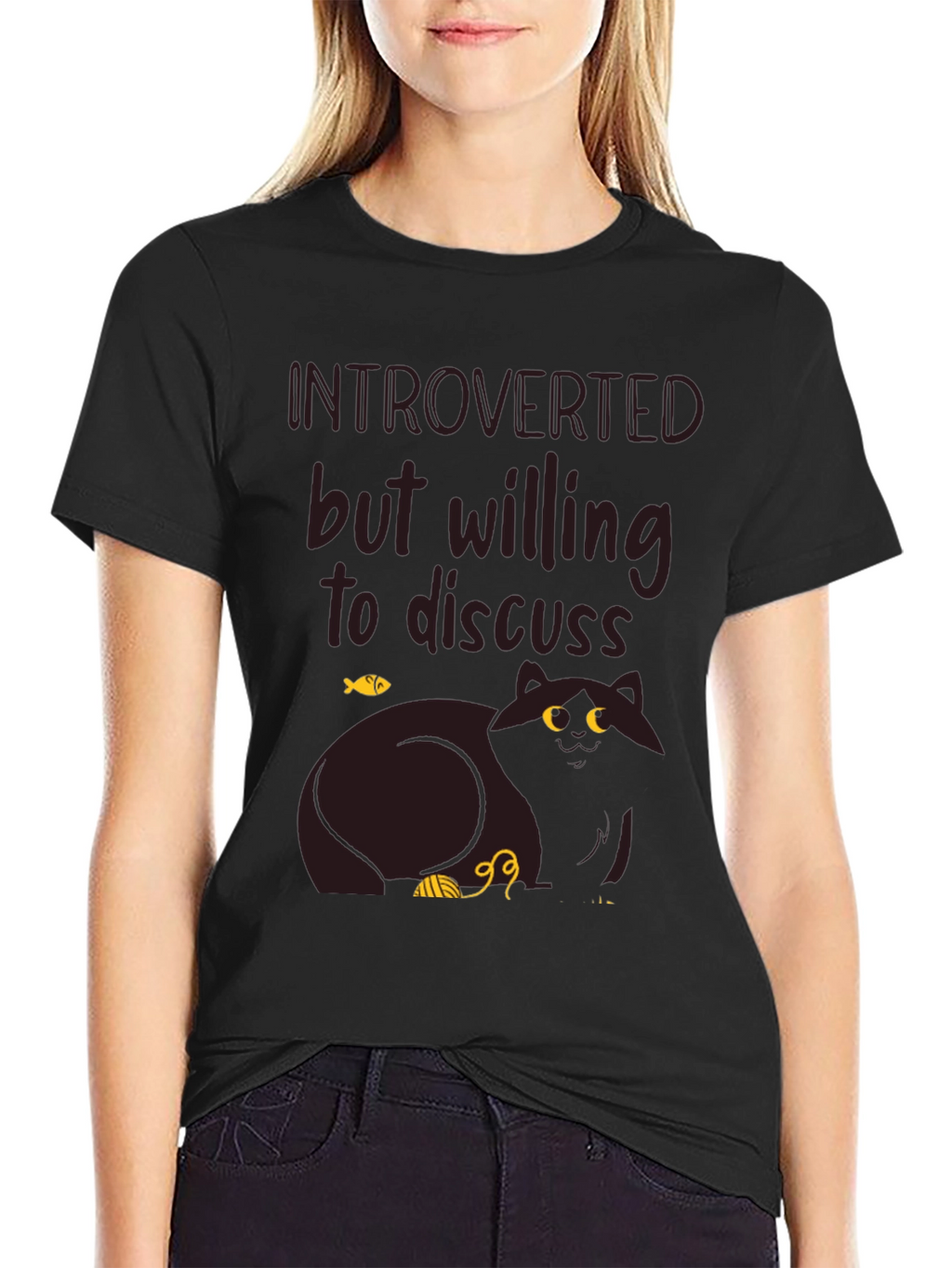 Introverted Cat Graphic T-Shirt
