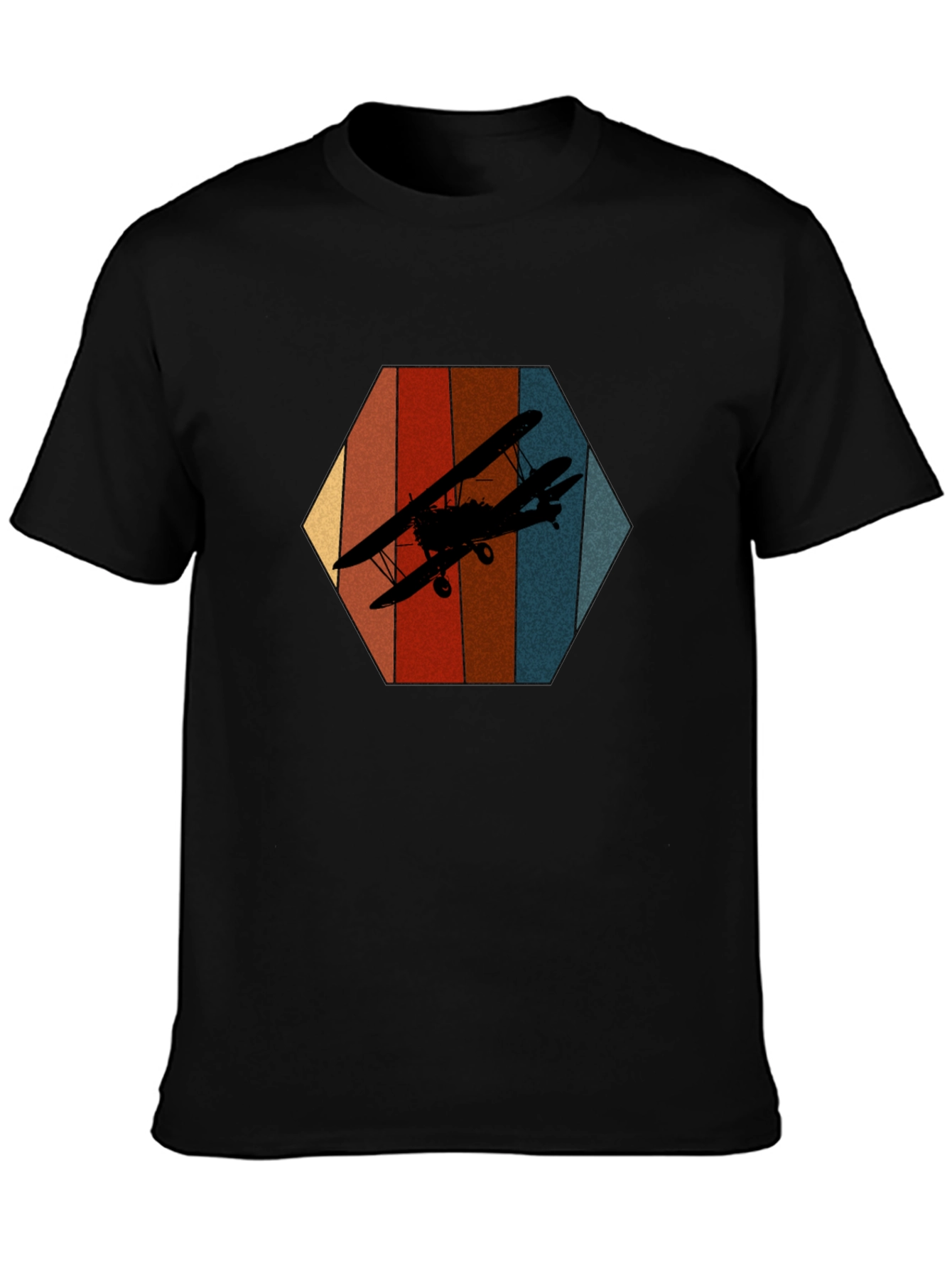 Retro Biplane Graphic Tee - Black