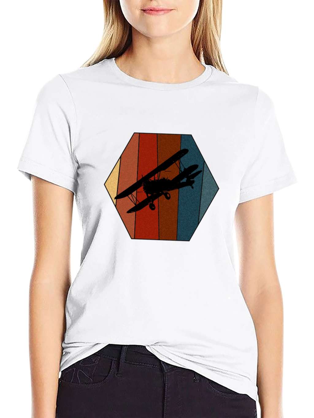 Retro Biplane Graphic Tee - Black