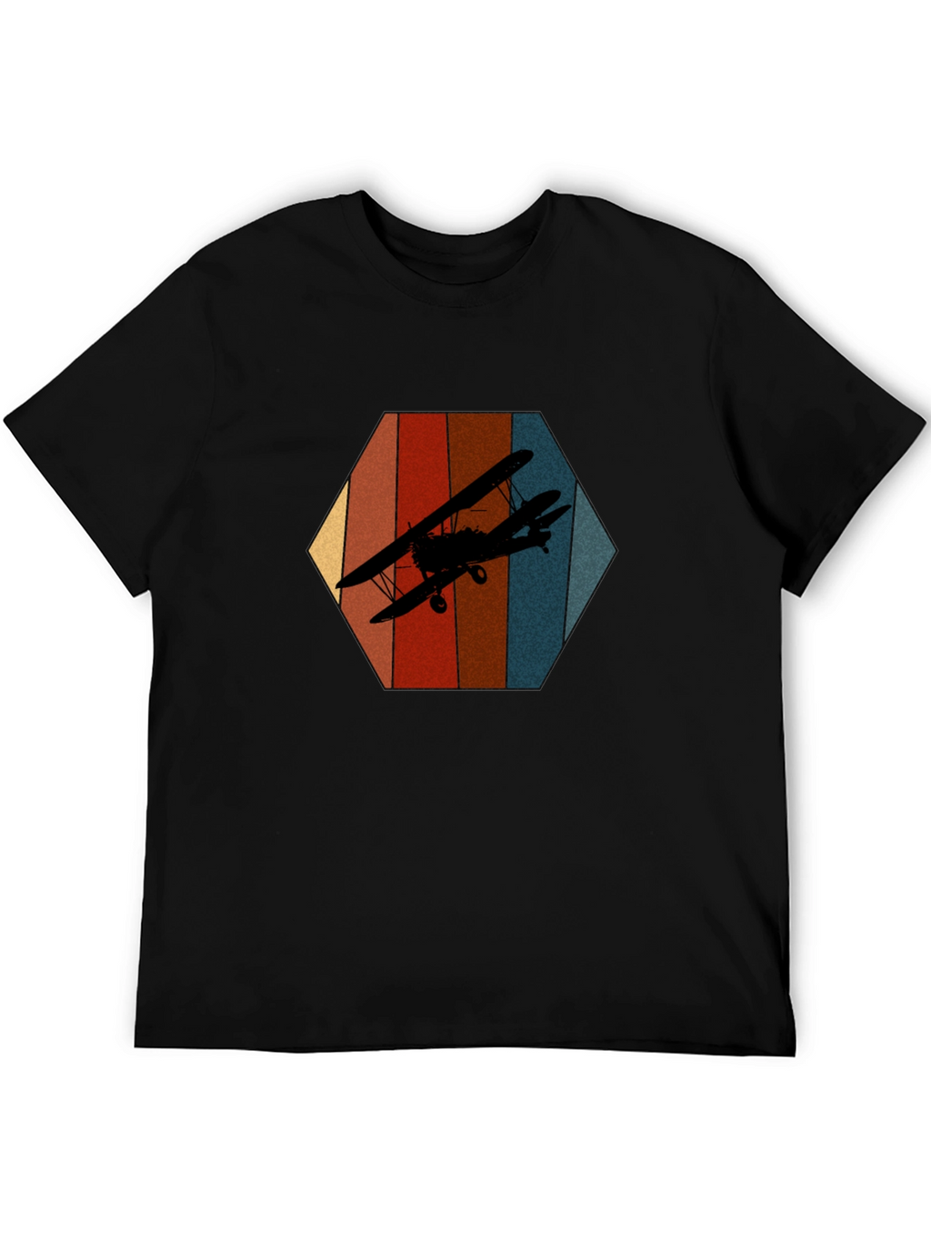 Retro Biplane Graphic Tee - Black