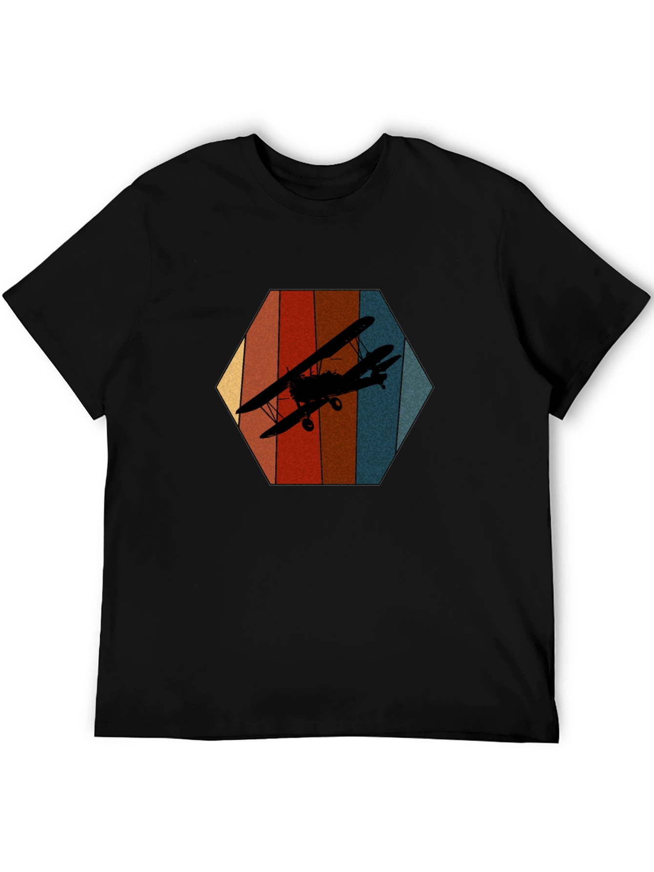 Retro Biplane Graphic Tee - Black