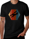 Retro Biplane Graphic Tee - Black