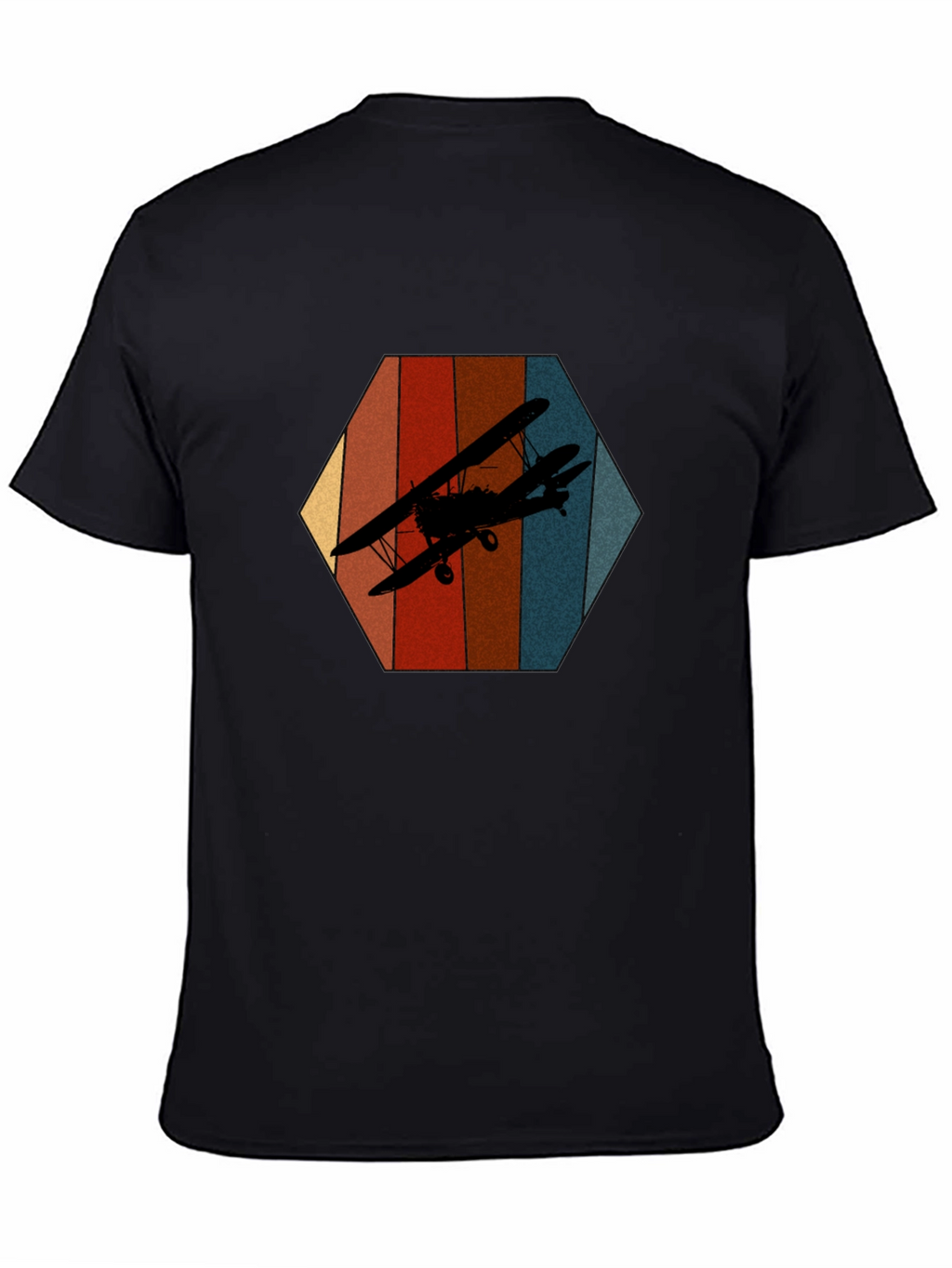 Retro Biplane Graphic Tee - Black
