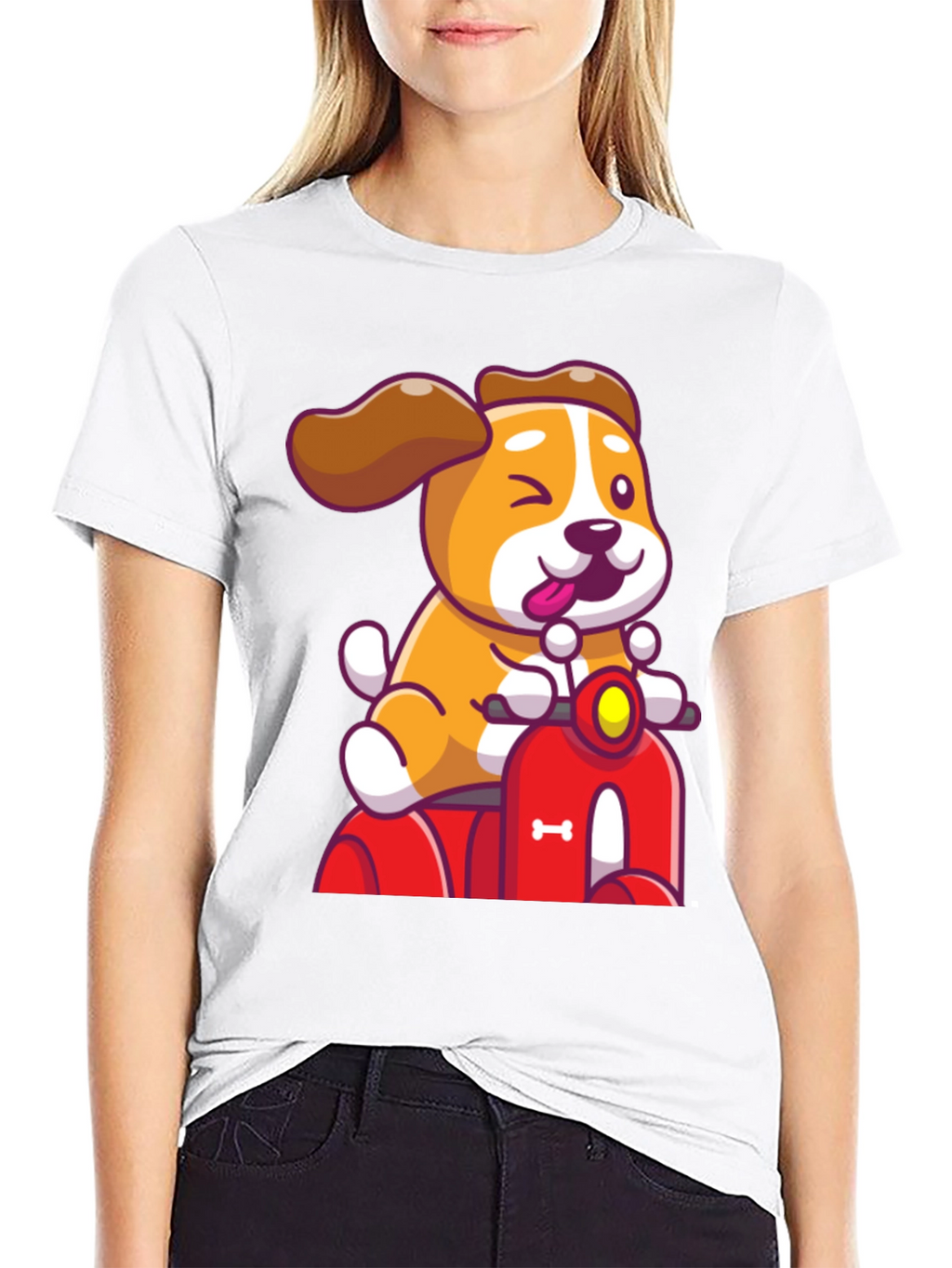 Dog Riding Scooter Graphic T-Shirt