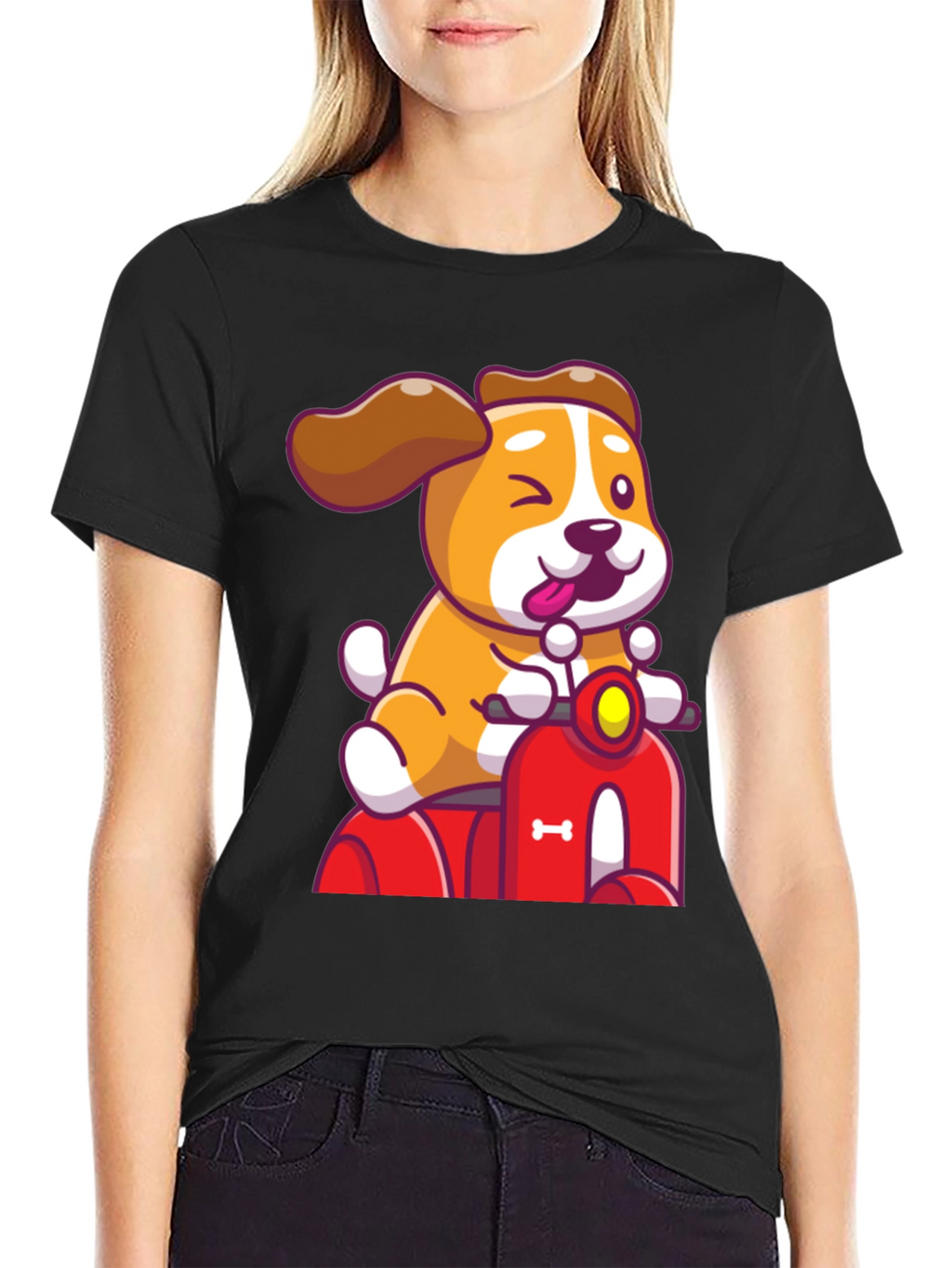 Dog Riding Scooter Graphic T-Shirt