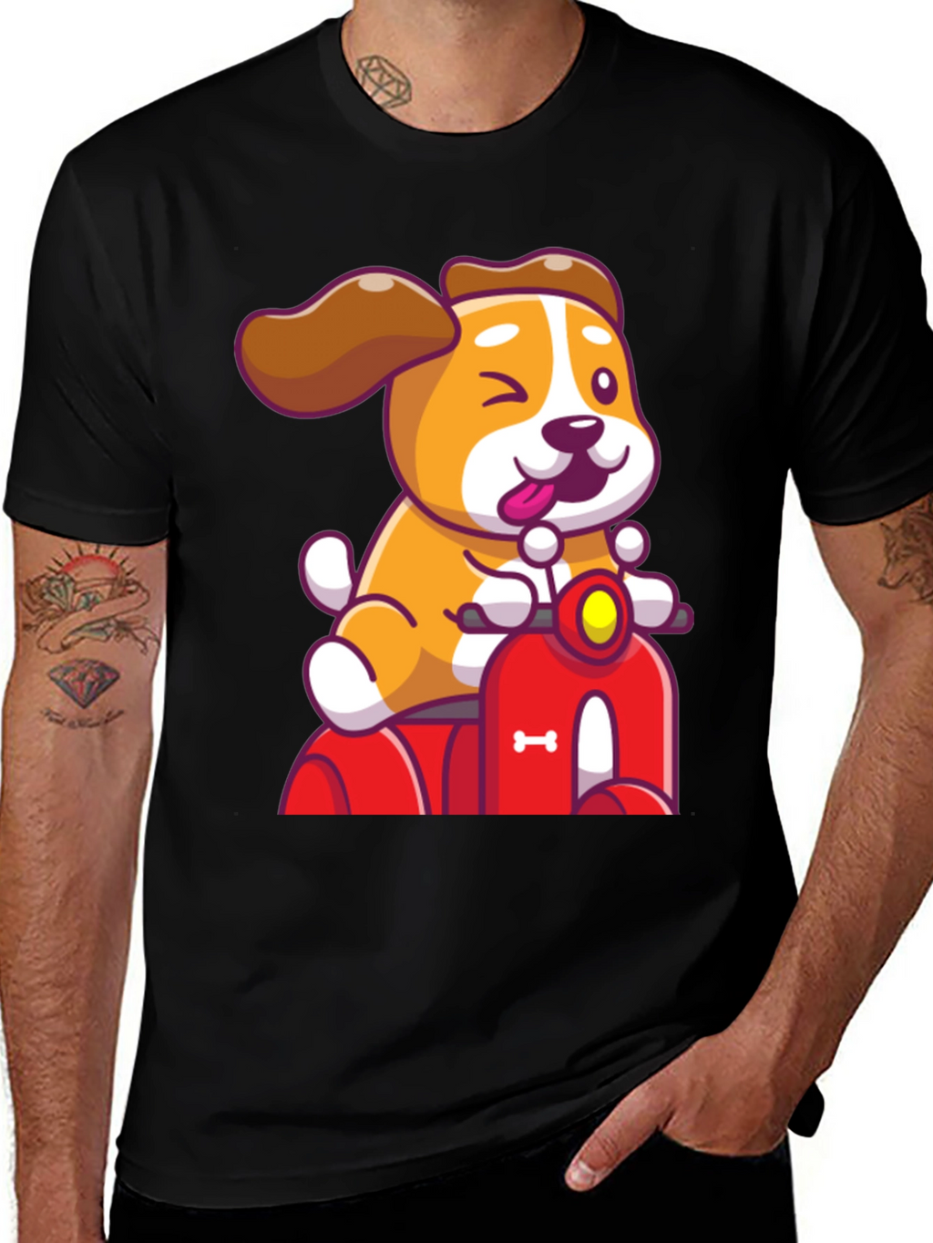 Dog Riding Scooter Graphic T-Shirt