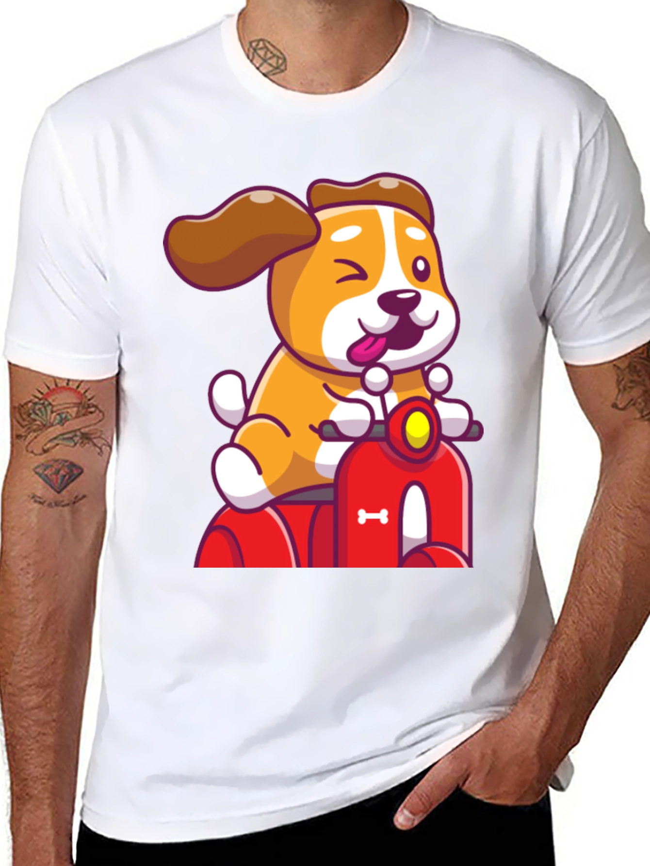 Dog Riding Scooter Graphic T-Shirt